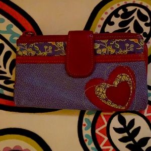 Fossil Burgundy & Purple Medium Leather Wallet